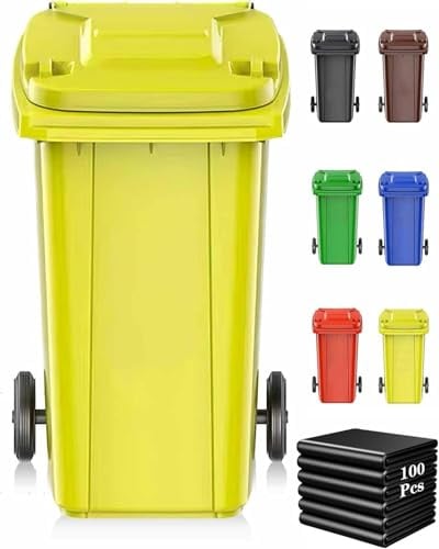 BAKULI Großer Mülleimer Deckel Und Rollen Extra Viel Stauraum Robust Den Außenbereich Geeignet Inklusive 100 Praktischen Müllbeuteln For Garten Garage Terrasse Andere Außeneinsätze(Yellow,53 Gallon)