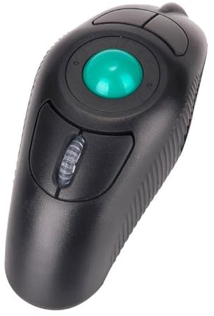 Zerodeko Souris sans Fil 24 Ghz Trackball Ergonomique Contrôle par Pouce Port USB Intégré Souris Portable Noire sans Fil Utilisation Confortable pour PC et Ordinateur Portable