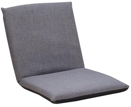 Garvee Bodenstuhl mit Rückenlehne Faltbarer, 6-stufiger Verstellbarer Baumwoll-Polster-Sessel für Wohnzimmer & Terrasse (83×41×17.5 cm), Grau