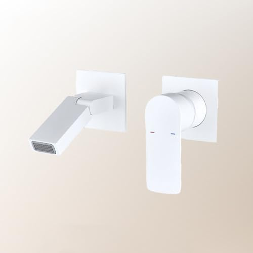 FQYEP Grifo de Baño Empotrado Giratorio de 180° Grifos para Lavabos de Baño Cascada Monomando,Blanco