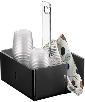 LINEE Recanati – MEDITERRANEA Porta Bicchieri + Tovaglioli da Tavolo in PMMA – Organizer per Cucina, Bar e Sala – Design Essenziale - Made in Italy – 17,5×22×14,5 cm (Fumè Grigio Satinato)