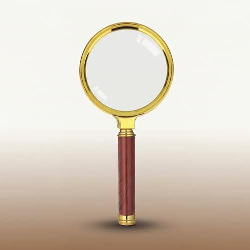 10-fache Lupe, Handlupe Leselupe mit 10-facher Vergrößerung und Holzgriff Handlupe, Magnifying Glass für Lesen Senioren Jewelry Appraisal und Beobachtung im Freien