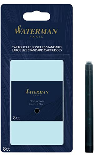 Waterman Füller-Tintenpatronen | Extra lang | Intense Black | 8 Stück | Blister-Verpackung