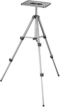 Walimex Pro Laptop Stativ 140 cm - stabiler komfortabler Beamer und Notebook Ständer mit Laptop + Projektorplatte, höhenverstellbar, Höhe max. 140 cm, Aluminium, sehr stabil, mit Tasche