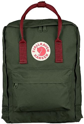 Fjallraven Unisex Backpack Kanken, Forest Green/Ox Red, 38 x 27 x 13 cm, 16 L