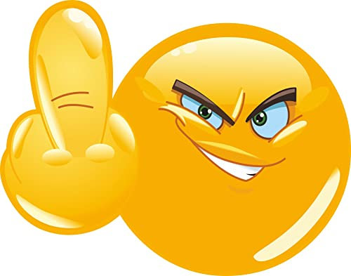 1 Aufkleber Smile Mittelfinger I kfz006 I 9 cm Ø I Stinkefinger Emoji Sticker für Motorrad Mofa Roller Notebook Laptop Auto-Aufkleber außenklebend
