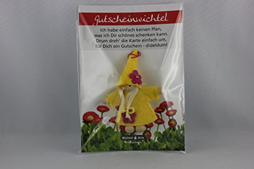JoJo, Wichtel Arts, J023-065, Gutscheinwichtel, Filz, 8cm (gelb)