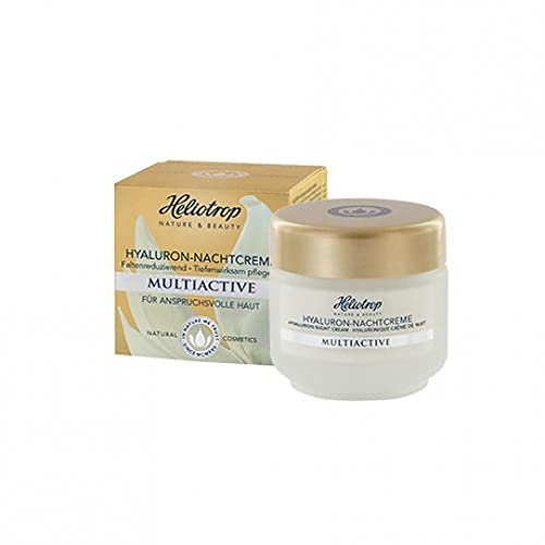 HELIOTROP Naturkosmetik MULTIACTIVE Hyaluron-Nachtcreme, Intensiver Wirkstoffkomplex, Anti-Falten Feuchtigkeitspflege, Stimuliert die Collagensynthese, 50 ml