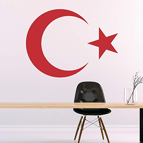AY YILDIZ - Halbmond Türkiye Wandtattoo Wandaufkleber Sticker Aufkleber (28 (B) x 20 (H) cm, Rot)