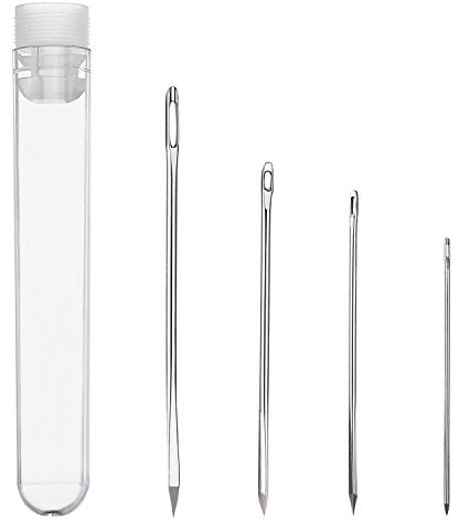 4 Pieces Leather Stitching Needle with 4 Different Sizes for Leather Projects with Clear Bottle