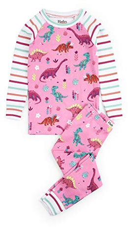 Hatley Girl's Organic Cotton Long Sleeve Printed Pyjama Sets, Pink (Darling Dinos), (Size:2 Years)