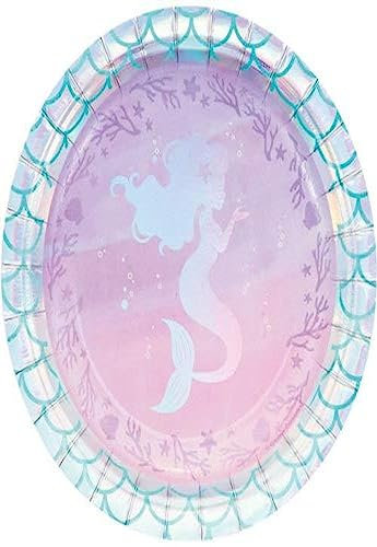 Creative Party PC336703 Luncheon, Iridescent Mermaid Theme Paper Lunch Plates-8 Pcs