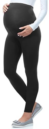 Be Mammy Lange Umstandsleggings aus Viskose Leggings Blickdicht Damen, Maternity Clothing, Ideal für die Schwangerschaft BE-02 (Graphite, 3XL)