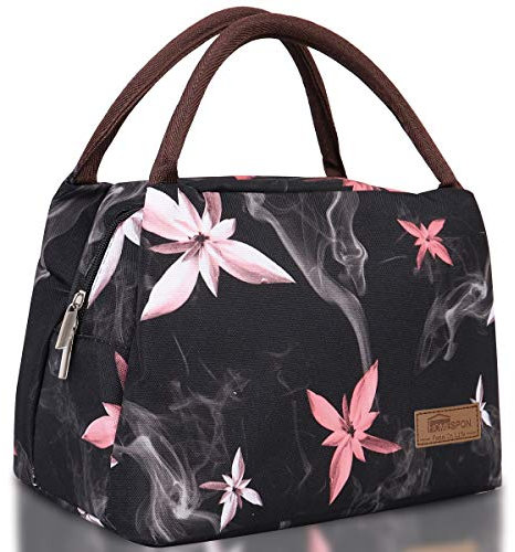 HOMESPON Lunch Bag Insulated Lunch Bags for Women Men Adult Foldable Cool Bag Lunch Box Container Large Capacity Ladies Lunch Tote Bag for Work Picnic or Travel(Pink Flowers)