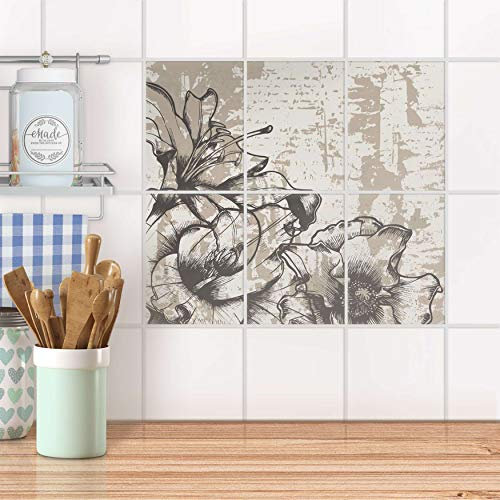 Fliesensticker für Küche und Bad I Fliesen Sticker Aufkleber wiederablösbar I Fliesen renovieren - Fliesendeko für Bad- und Küchenfliesen I Design: Styleful Vintage 1