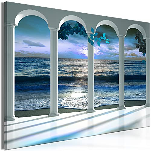 murando - Wandbilder XXL Fensterblick Vlies Leinwandbild 1 tlg Kunstdruck modern Wandbilder XXL Wanddekoration Design Wand Bild - Fenster Insel Meer See Strand Himmel Landschaft Natur