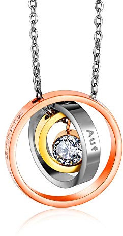 Kim Johanson Edelstahl Damen Halskette *Tricolor* in Silber, Gold & Roségold | Geschenk für die Liebe oder Mama | Kristall | verstellbare Kette inkl. Schmuckbeutel (1 - Ich liebe dich mein Schatz)