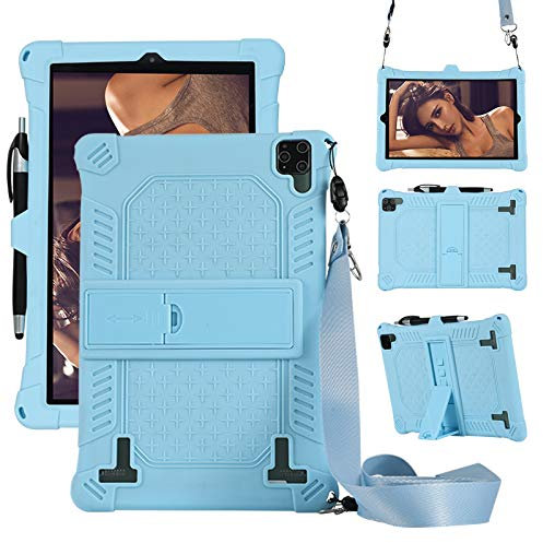 C/N Coque pour JUSYEA Tab J6, Silicone Antichoc Léger Housse de Protection avec Support Stand pour JUSYEA Tab J6 10 Pouce, Bleu