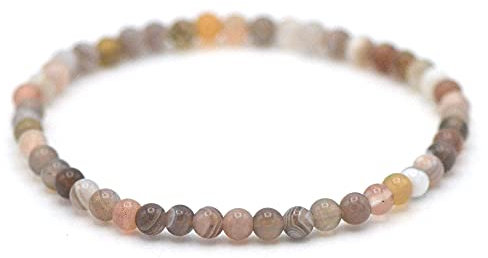 Edelstein Armband mit 4 mm runden Perlen aus Naturstein – Handgefertigtes Schmuckstück für Damen & Herren – Durchmesser 17–18 cm – Geschenk für Damen & Herren - Energie, Balance & Still