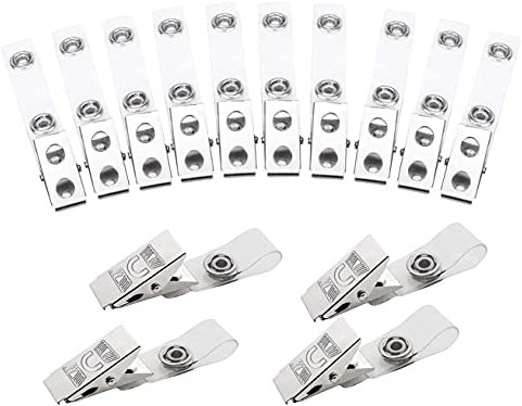 YANGWEN Metall Badge Clips mit klare PVC Straps, 20PCS Krokodil Metall Clips mit Klar Kunststoff Schlaufe für Ausweis Badge Holder