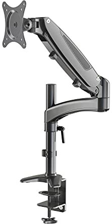 K&M 23873 Bildschirm-Halter Schwarz, Stahl - Flexible Schreibtisch-Halterung für Monitore bis 32 Zoll, Tischplatten bis 8,5 cm