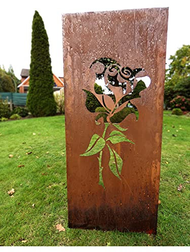 Irony24 Edelrost Sichtschutz 150 x 62 cm Rose inkl. Bodenanker