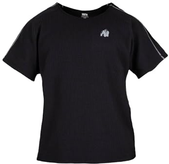 Gorilla Wear - Buffalo Old School Workout Top - Schwarz/Grau - Bodybuilding Sport Alltag Freizeit mit Logo Aufdruck leicht und bequem für optimale Bewegung, S-M