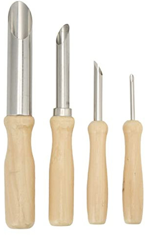 Lot de 4 Emporte-pièces en Argile, Emporte-pièces Circulaires en Argile, Poinçon de Poterie, Outil de Poinçonnage de Poterie, Acier Inoxydable et Bois, Forme de Cercle pour la