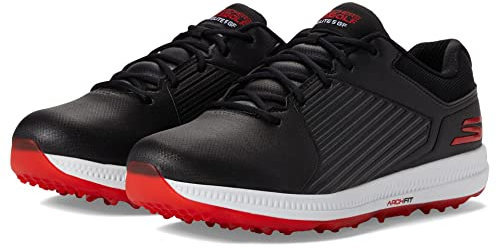 Skechers Elite 5 Arch Fit - Tenis de Golf Impermeables para Hombre, Negro/Rojo, 41.5 EU