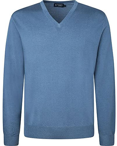 Hackett London Herren GMD Merino Silk V NCK Pullover, Blue (Chambray Blue), XXL