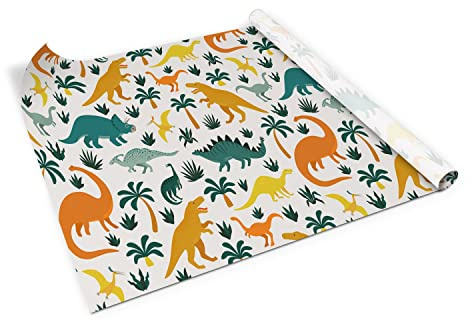 Coloray Furniture Sticker Sticky Back Plastic Roll for Table Matt 39.8x19.7 inch / 100x50 cm Wall Door Sticker for Wardrobe Veneer Foil Self-Adhesive - Dinosaurs