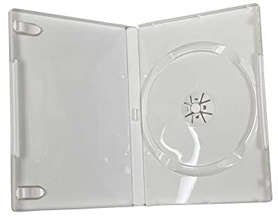 25 Pack Maxtek Standard 14mm White Single Disc CD & DVD Cases with Outer Clear Artwork Insert Sleeve. Compatible for Nintendo Wii Discs.
