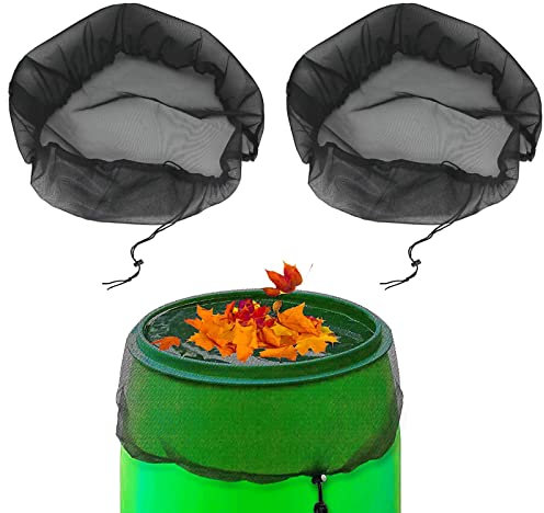 YunBey 2 Pièce Housses en Maille pour Tonneau de Pluie, Noir Filet de Protection pour Tonneau de Pluie Ronde-Protection Contre Feuilles Moustiques