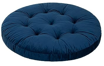 HOBBYGARDEN Hängesessel Kissen, Hängekorb Sessel, Indoor/Outdoor, Auflage, Rund, Swing, Schaukelkissen, Sitzkissen für Stuhl, Velvet, Waschbar, Blau, 65 x 65 cm