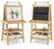 GOPLUS 3 in 1 Standtafel für Kinder, Magnetisches Whiteboard & Kreidetafel, Doppelseitiger Staffelei mit Aufbewahrungsbox, Maltafel, Schreibtafel, Kindertafel ink. Malpapier und Magneten (Natur)