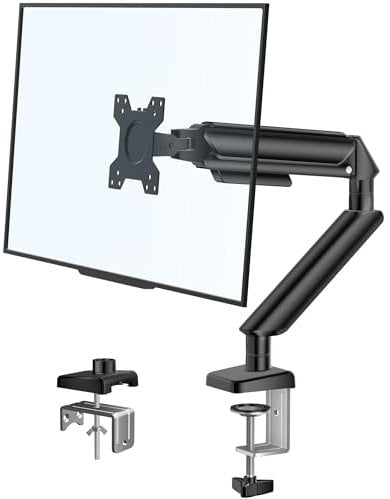 WHYFONE Single Monitor Arm Desk Mount for 13-32 Inch Screens, Height Adjustable Gas Spring Monitor Stand, Tilt Swivel Rotation Monitor Mount Load Capacity from 2-9kg, VESA 75 & 100mm