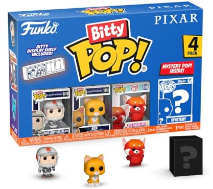 Funko Bitty POP! 4 Pack: Disney Pixar - Buzz Lightyear, Sox, Red Panda MEI | Offizielles Cartoon/Animation Merch - Winzige Mini Figuren mit Display Regal - Tortendeko, Mitgebsel und Wichtelgeschenk