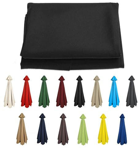 GZDXBF Ersatz-Bezug Für Sonnenschirm 200/270/300cm, Gartenschirm Stoff Ersetzen Anti-Ultraviolett Sonnenschirmbezug, 8 Streben/6 Streben(Color:Black,Size:6ribs-2m(6.5ft))