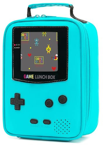 Lonchera para niños, bolsa de almuerzo de juego para niños escolares, lonchera de Gameboy aislada de cuero, cajas de aperitivos reutilizables, bolsa de preparación de comidas para guardería escolar