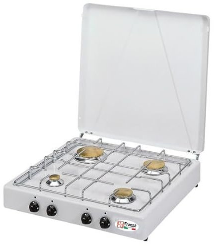 Fornello 4 fuochi a gas Metano da appoggio smaltato bianco per uso esterno Made in Italy - 542/MT