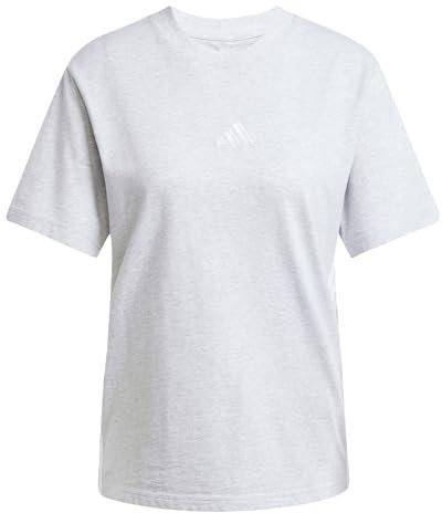 adidas Damen Essentials 3-Stripes Cotton T-Shirt, Light Grey Heather/White, XS