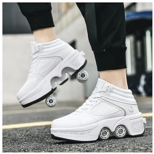 Rollschuhe Schuhe,Schuhe mit Rollen für Mädchen,Turnschuhe mit Rollen Jungen,Roller Schuhe zum Einklappen,LED Roller Skates for Kids,Schuhe Roller Frauen (J, 40)
