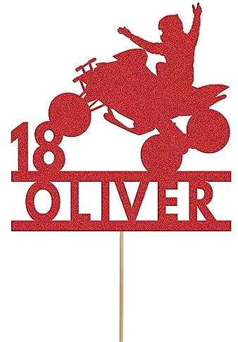 Personalised Quad Bike Cake Topper Custom Glitter Cake Topper Decoration for ATV Bike Any Name, Any Age
