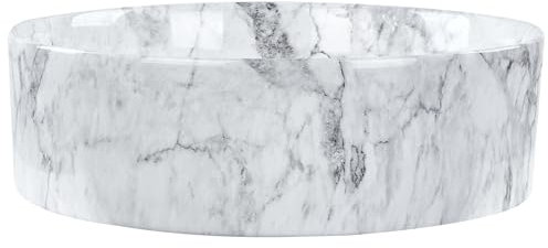 Lavabo sobre encimera de cerámica baño redondo blanco mate efecto mármol ⌀ 40 cm Manis