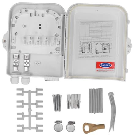 8 Cores Fiber Distribution Box, IP65 Fiber Splitter Box ABS Wall Mounted Fiber Optic Terminal Box for Optical Fiber Splicing Windin