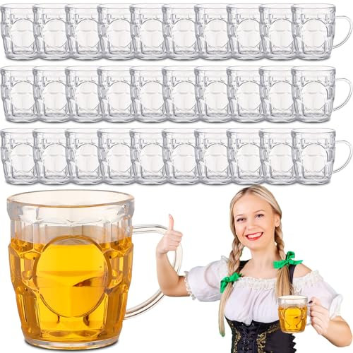 Ziliny 30 Pcs 8 oz Plastic Beer Mugs with Handles