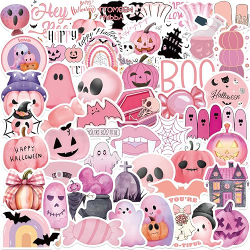 PNGIF Anime Sticker Set 50 Stück, Wasserfeste Klein Graffiti Rosa Aufkleber für Koffer Scrapbook Skateboard Laptop Motorrad Snowboard Gepäck Kawaii Geist Sticker