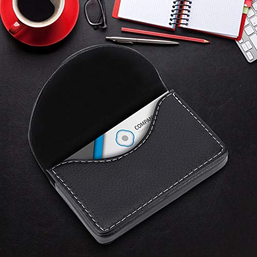 Étui pour Cartes de Visite, étui pour Cartes de Visite, Portable, Léger, en Cuir, Porte-Cartes de Visite, Design élégant pour d'excellents Cadeaux d'affaires (Black)