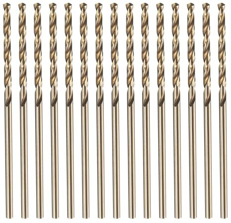QUARKZMAN 15Pcs M35 Ensemble de Forets Hélicoïdaux en Cobalt 1,6mm Dia en Acier Rapide Forets Métriques 47mm Longueur Totale pour Perçage et Découpe de Métaux Durs et d'Acier Inoxydable