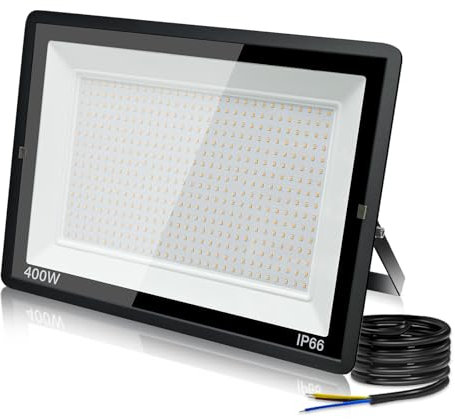 toobettp 400W LED Strahler Außen, IP66 Wasserfest LED Strahler, Superhell 40000LM Fluter Flutlicht 3500K Warmweißes, Scheinwerfer Aussenstrahler für Gärten, Innenhöfe, Garage, Hotel